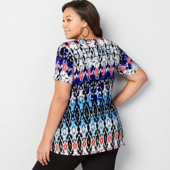 Avenue || Plus Ethnic Lace up Swing Top - Picture 5 of 5